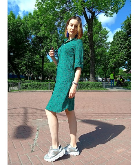 Плаття-сорочка зелений штапель