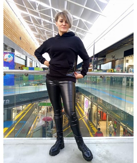 Black eco leather leggings