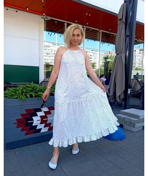 Белый сарафан в горошек