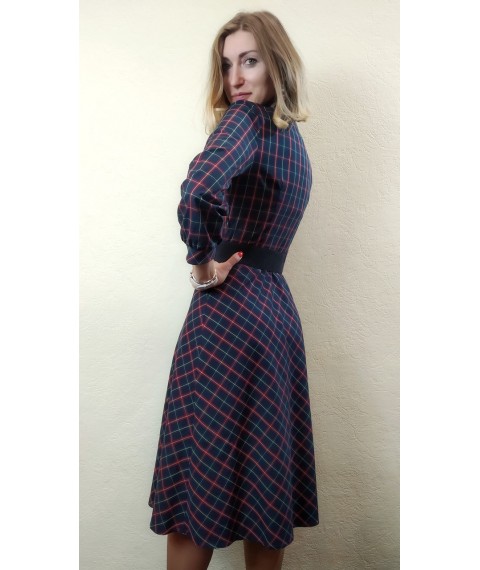 Midi dress with flared skirt in check P218