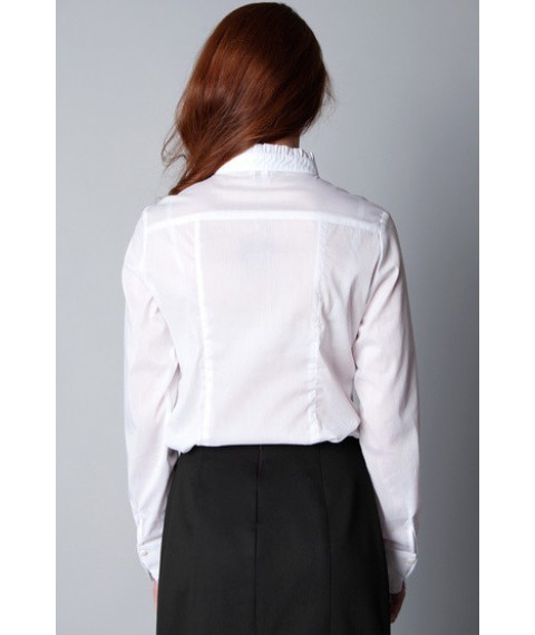 White blouse, long sleeve, stand-up collar P104