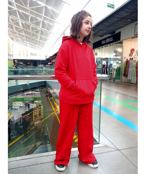 Red knitted set - palazzo + hoodie