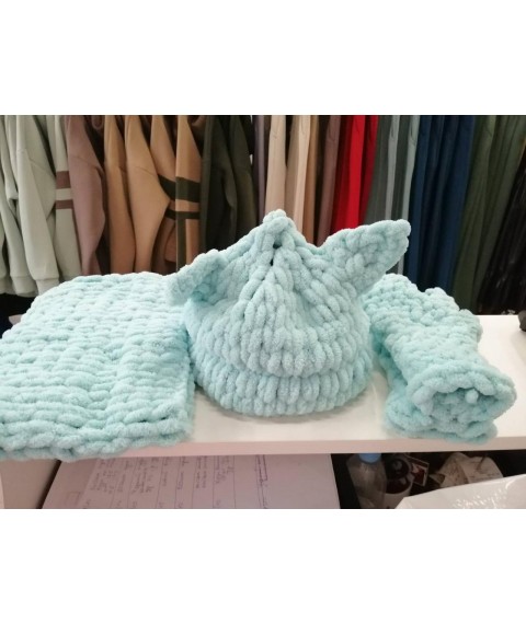 Turquoise set - hat, snood and mittens