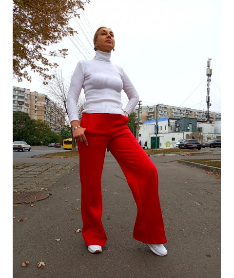 Брюки палаццо красные