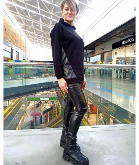 Black eco leather leggings
