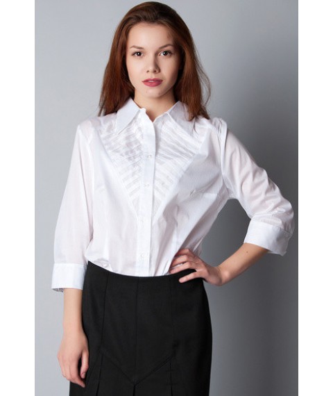White cotton shirt with decorative yoke P75