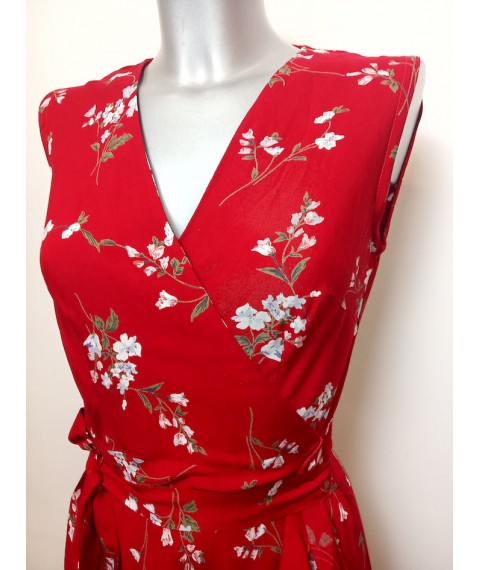 Long red wraparound sundress