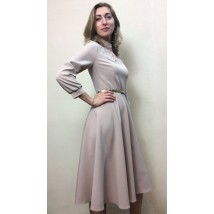Sand flared dress with puff sleeves P227