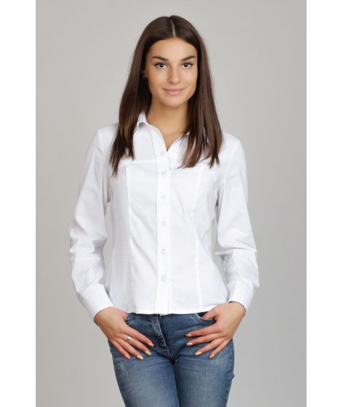 Класична жіноча сорочка з рельєфними швами Р48