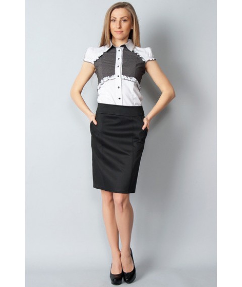 Women's black narrow skirt with pockets У85