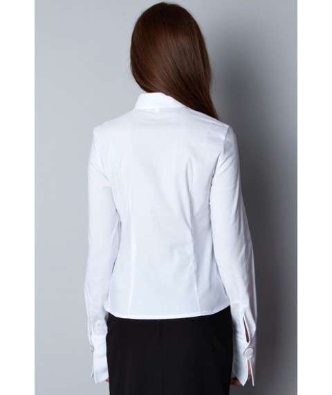 Біла жіноча ділова блузка під краватка "метелик" Р06