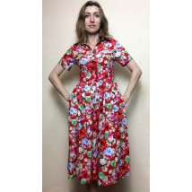 Red midi dress with pockets P200