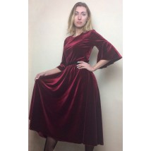 Marsala velor midi dress