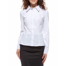 Блуза белая офисная с длинным рукавом, воротник - рубашечный Р101