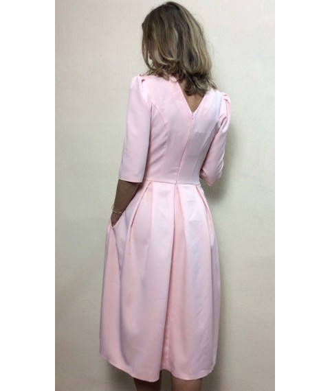 Peach office dress with pockets P217