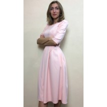 Плаття офісне персикове з кишенями П217