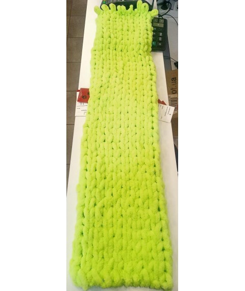 Scarf light green yarn Puffie Alizee