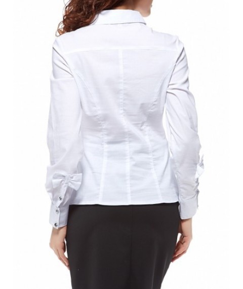 White blouse, long sleeve, with bows P106