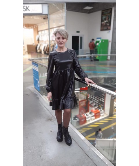 Dress made of black eco leather