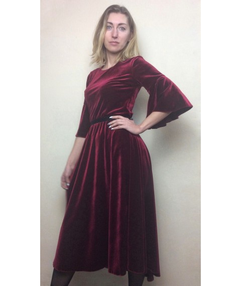 Marsala velor midi dress