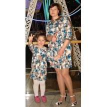 Комплект платьев для мамы и дочки, голубые цветы