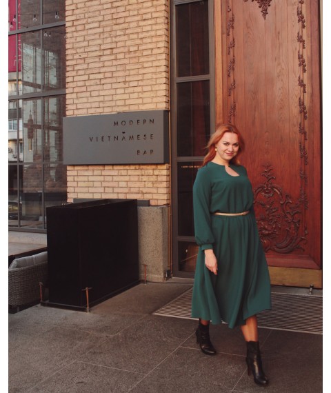 Midi dress with teardrop neckline