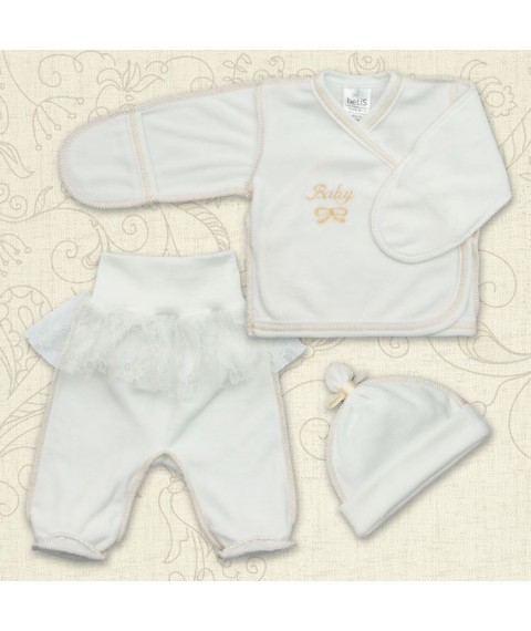 KM BetiS &quot;Vavu&quot; Girl Baby's undershirt, sliders, hat Milk Velor 27076688 Height 56