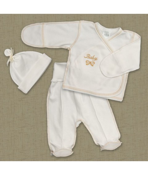 KM BetiS &quot;Vavu&quot; Boy Baby's undershirt, sliders, hat Milk Interlock 27076692 Height 56