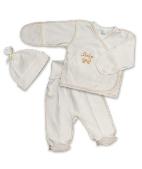 KM BetiS &quot;Vavu&quot; Boy Baby's undershirt, sliders, hat Milk Interlock 27076692 Height 56