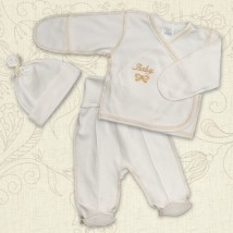 KM BetiS &quot;Vavu&quot; Boy Baby's undershirt, sliders, hat Milk Interlock 27076692 Height 56