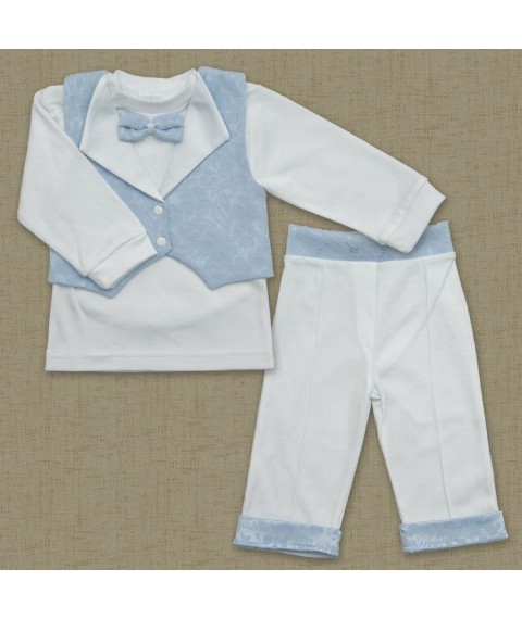 K-m BetiS &quot;Little Prince&quot; d.r. jacket, vest, pants Blue Interlock, jacquard 27077538 Height 86