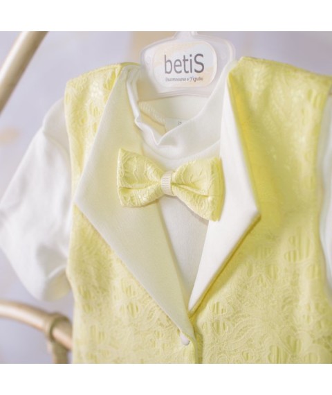 К-м BetiS "Маленький принц"к.р. кофта,жилет,штани Жовтий Інтерлок,жаккард 27077621  Зріст 68
