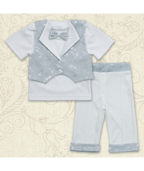 K-m BetiS &quot;Little Prince-1&quot; k.r. jacket, vest, pants Gray Interlock, jacquard 27077632 Height 62