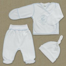K-m BetiS &quot;Snail-2&quot; Boy Baby's undershirt, sliders, hat with embroidery White / blue Interlock 27077654 Height 56
