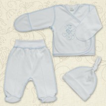 K-m BetiS &quot;Snail-2&quot; Boy Baby's undershirt, sliders, hat with embroidery White / blue Interlock 27077654 Height 56