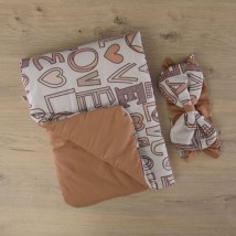 BetiS Umschlag "Heart" Winter mit Gürtel Gummiband Kaffee Popeline, synthetischer Füllstoff Winterizer. Dichte 300 g / m2 27082015 85 * 85 cm