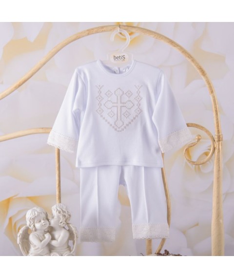 BetiS "Angel" Suit Boy with long sleeve embroidery White Interlock 27082469 Height 62