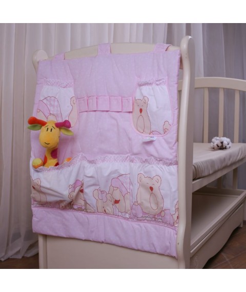 Кишеня "Малюк" до дитячого ліжка. "Два ведмедики" Рожевий Міткаль 132211 Агу  60*70 см