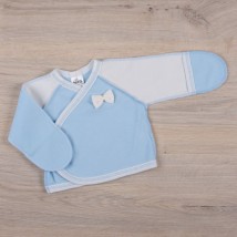 Baby Unterhemd BetiS "Bow" Monotone Milch / Blau Interlock 27681234 Höhe 38