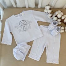 Костюм BetiS "Чарівний янгол" Хлопчик д.р. Кофта, штани, берет, пінетки Білий/срібло Інтерлок 27681808  Зріст 68