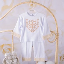 BetiS "Angel" Suit Boy with long sleeve embroidery White / gold Interlock 27682446 Height 68