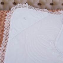 Крижма BetiS "Теплий янгол" з вишивкою Білий Велюр,кулір,синтепон.Щільність 60 г/м2 27682666  90*90см