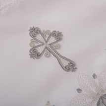 Крижма BetiS  "Ажурні квіти" подвійна з вишивкою Білий/срібло Велюр,кулір 27683237  85*100 см