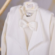 К-м BetiS "Елеганс" д.р. Хлопчик Кофта, штани, фрак, шапочка, пінетки Молочний Інтерлок 27684152  Зріст 80-50