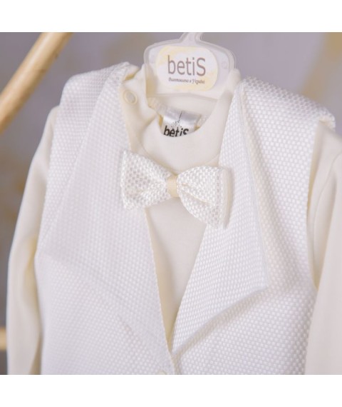 К-м BetiS "Елеганс" д.р. Хлопчик Кофта, штани, фрак, шапочка, пінетки Молочний Інтерлок 27684152  Зріст 80-50