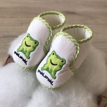 Bootees textile BetiS "Model-38" Frog White / green 27684201 Size 11,5 cm