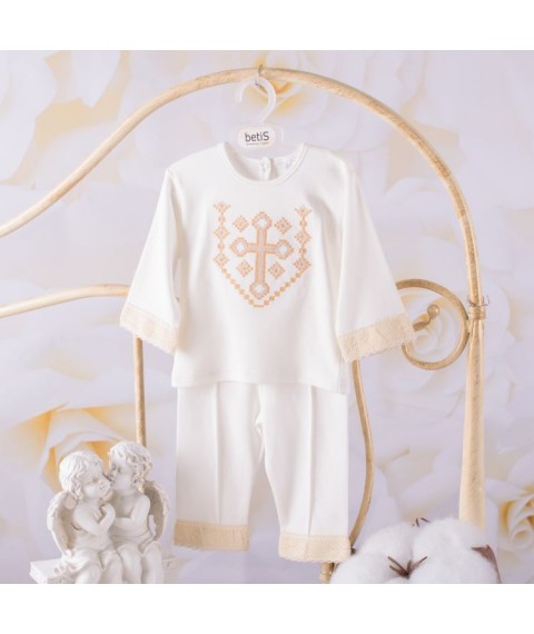 BetiS "Angel" suit Boy with embroidery long sleeve Milk Interlock 27685567 Height 50