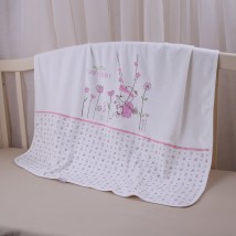 Blanket "Flowers" Milk / pink Interlock 27688331 Bebekevi Turkey 85 * 90 cm