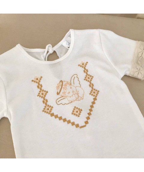 Shirt BetiS "Little Angel" short sleeve with embroidery Milk / gold Interlock 27688692 Height 68