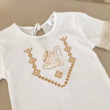 Shirt BetiS "Little Angel" short sleeve, with embroidery Milk / gold Interlock 27688694 Height 80